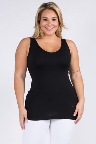Black Lady's V or U Neckline Reversible Seamless Tank