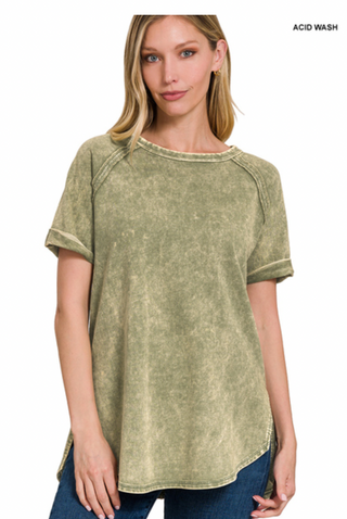 Light Olive Terry Washed Top