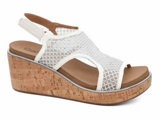 Carley White Mesh Wedges
