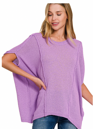 Lavender Drop Shoulder Short Sleeve Sweater Top