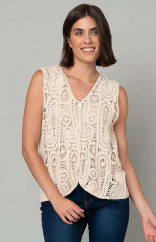 Natural Paisley Button Up Vest