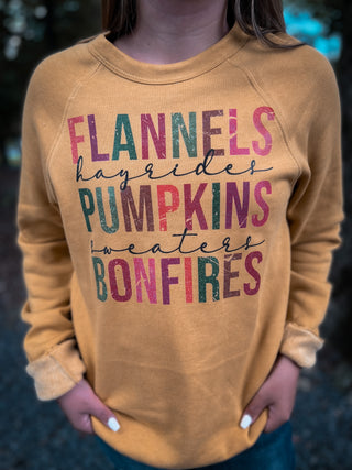 Flannels Pumpkins Bonfires Crewneck