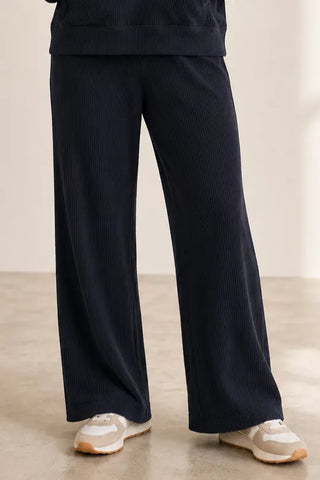 Black Urban Ribbed Wide Leg Pant