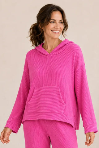 Fuchsia Urban Ribbed Hoodie
