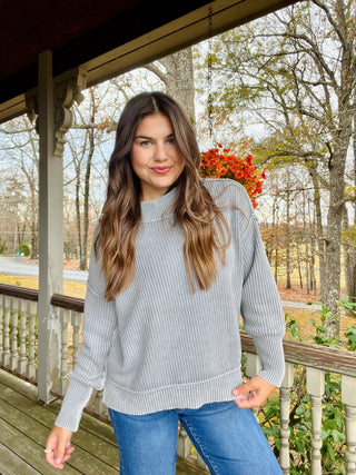 Sleet Washed side slit oversized sweater