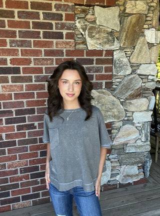 Ash Black Washed Oversized Top