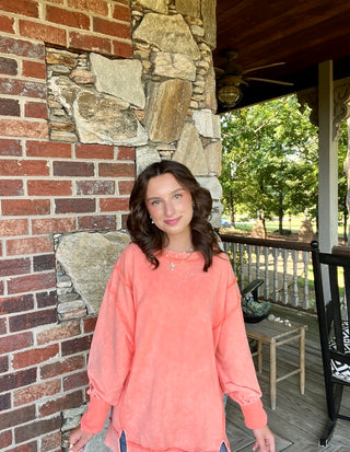 Coral Exposed Seam Sweatshirt