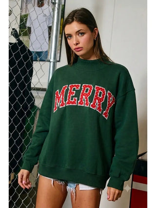 Merry Polka-Dot Mock-Neck Sweatshirt