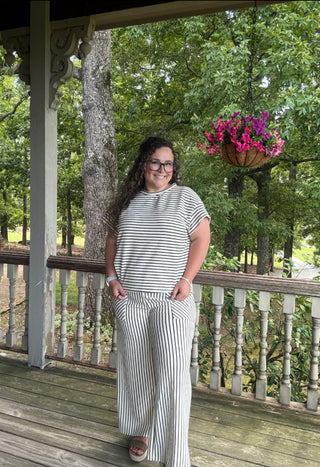 Ivory Stripe Top & Pants Set