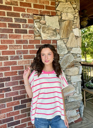 Rose Stripe Sweater Top