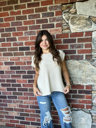 Sand Beige Crewneck Sweater Vest
