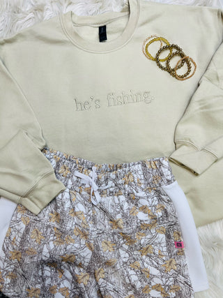 He's Embroidered Crewneck