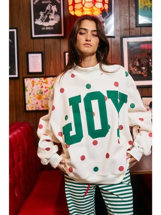 Joy Applique Patch Polka-Dot Sweatshirt