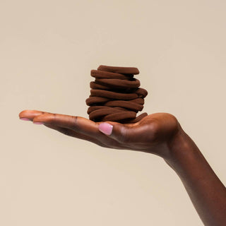 Recycled Fabric Seamless Hair Elastics 20pc Set - Chocolate