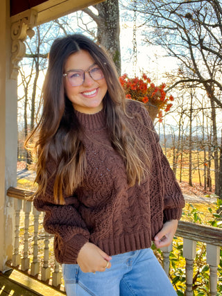 Brown Cable Knit Sweater