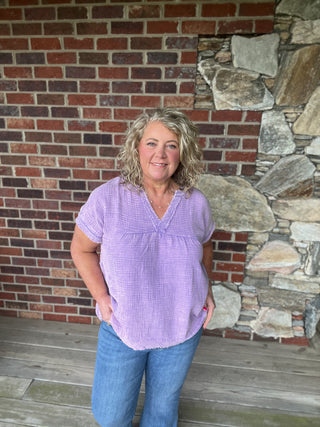 Lavender Washed Gauze Top