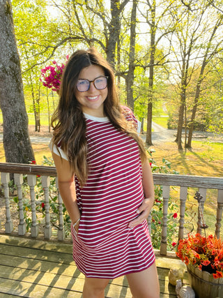 Red Striped T-Shirt Dress