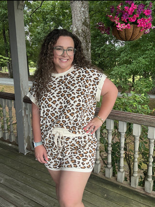 Cream Leopard Lounge Set