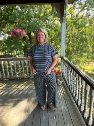 Navy Stripe Top & Pants Set