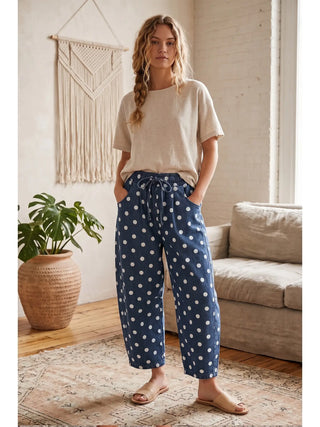 Oversized Polka Dot Denim Barrel Pants