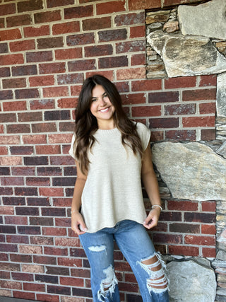 Sand Beige Crewneck Sweater Vest