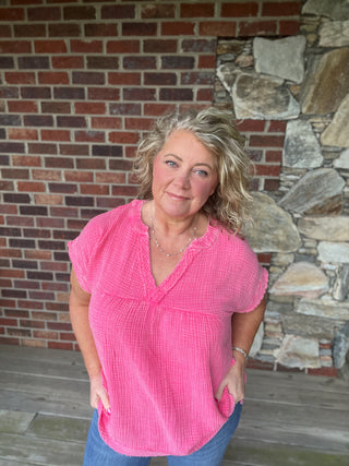Pink Washed Gauze Top