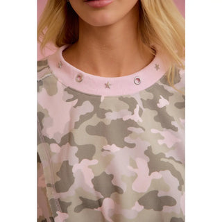Camouflage Printed Terry Cut Edge Detail Sweatshirts