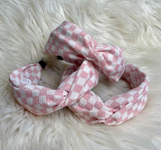 Baby Pink Checkered Headband