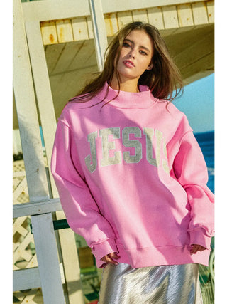 Pink Jesus Camo Embroidered Mockneck Sweatshirt