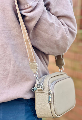 Taupe Double Pocket Crossbody