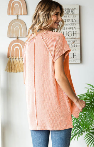 Sunkissed Ribbed V Neck Top