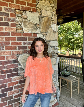 Orange Washed Oversized Top