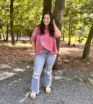 Mauve Multi Color Bow Top