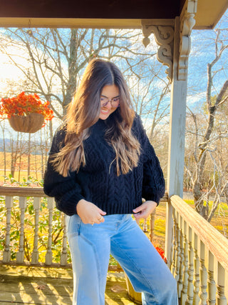 Black Cable Knit Sweater