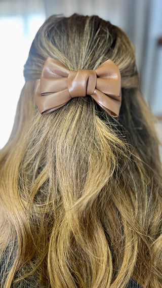 Dark Brown Leather Bow
