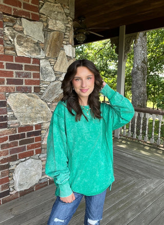 Green Exposed Seam Sweatshirt