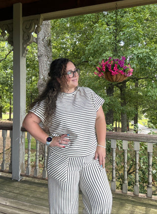 Ivory Stripe Top & Pants Set