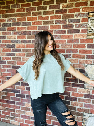 Light Grey Oversized Cropped Boxy Tee