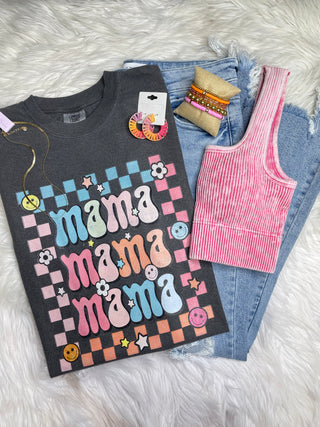 Mama Mama Mama Checkered Tee