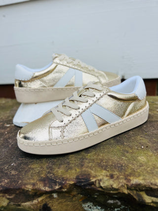 Friend Zone Gold Crinkle Metallic Sneakers