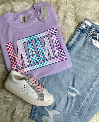 Orchid Mama Multi Color Checkered Tee