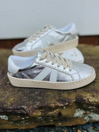 Friend Zone Silver Crinkle Metallic Sneakers