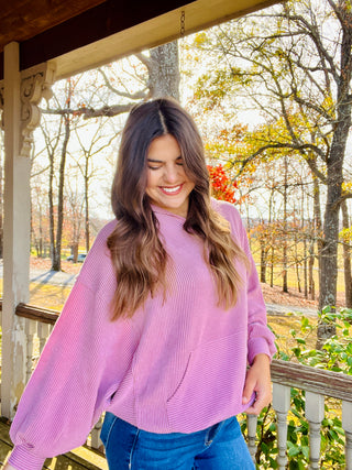 Lilac Urban Ribbed Pullover Hoodie