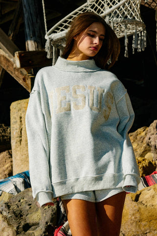 Jesus Camo Embroidered Mockneck Sweatshirt