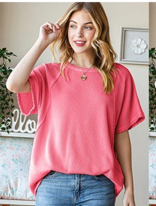 Coral Urban Ribbed Top