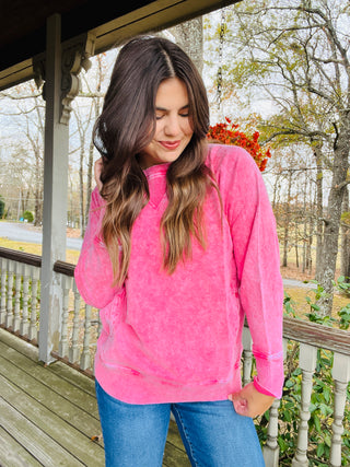 Red Halo washed french terry round neck pullover