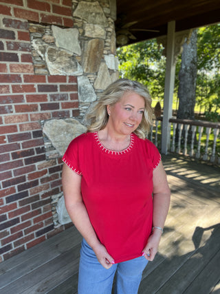 Ruby Stitch Detailed Top