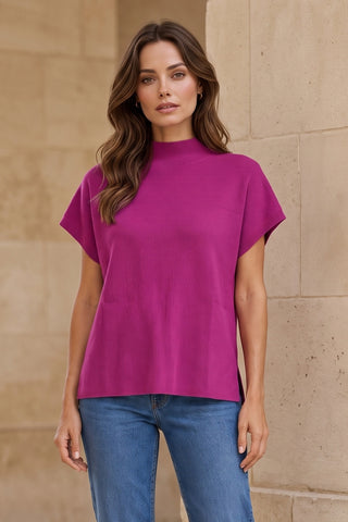 Magenta Transitional Mock Neck Sweater