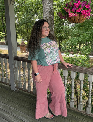 Rose Exposed Seam Flare Pants