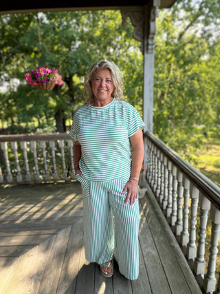 Green Stripe Top & Pants Set
